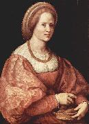 Jacopo Pontormo Portrat einer Dame mit Spindelkorbchen painting